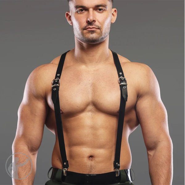 Invincible Rubber Rubber Buckle Up Braces | Black – UberKinky