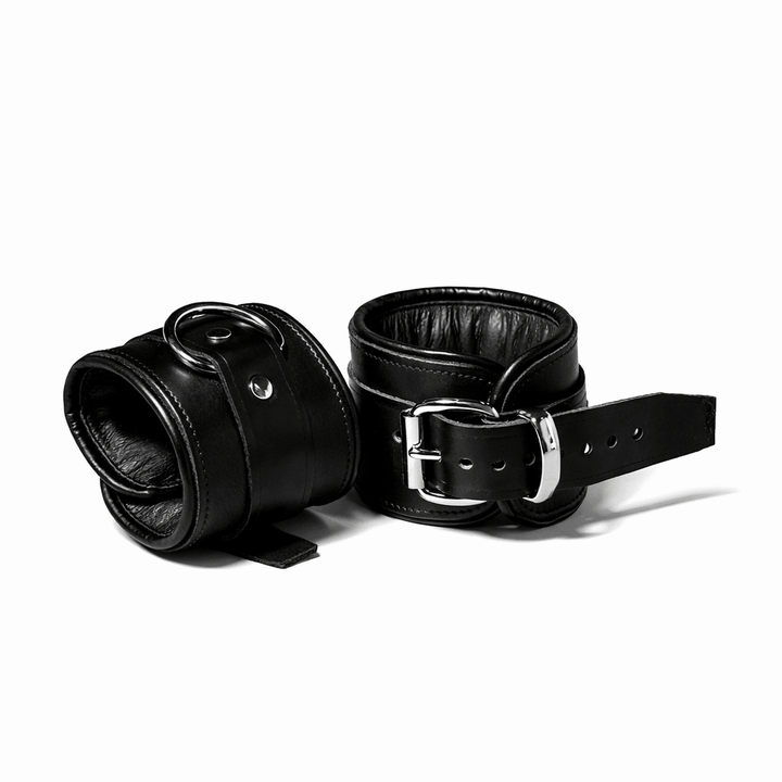 Padded Leather Wrist Cuffs with Buckle Straps | Bondage Stockist UK ...