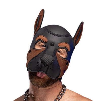 Mr S Leather NEOPRENE FRISKY Puppy Hood | Black & Brown