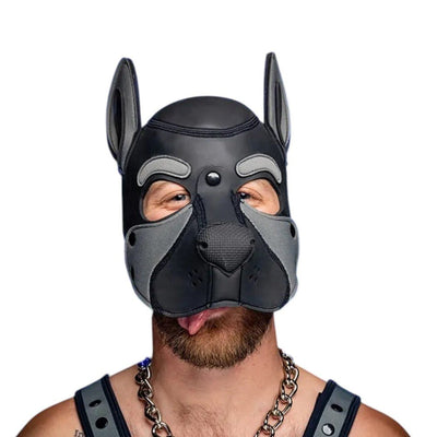 Mr S Leather NEOPRENE FRISKY Puppy Hood | Black & Grey