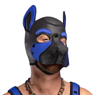 Mr S Leather NEOPRENE FRISKY Puppy Hood | Black & Royal