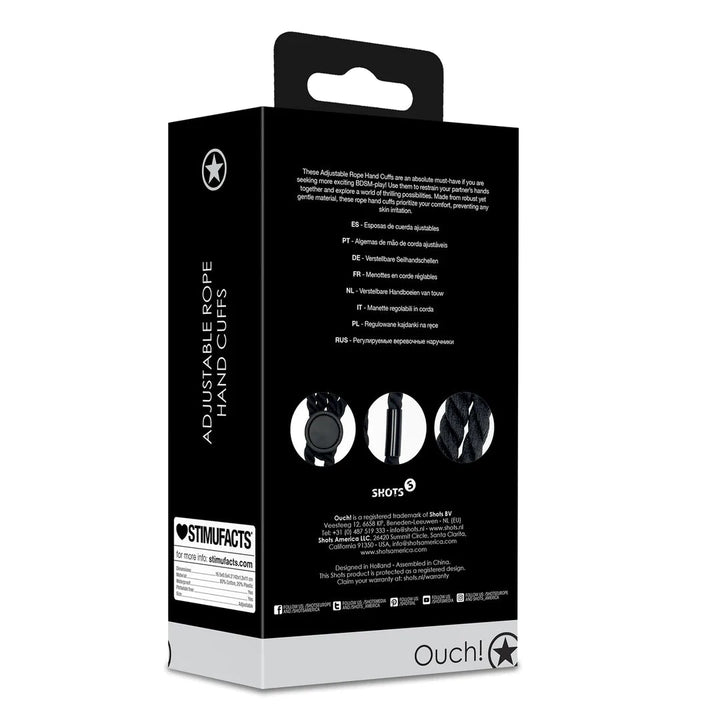 Adjustable Rope Hand Cuffs - Black – UberKinky